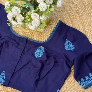 Navy Blue কটন কাস্টমাইজ  ব্লাউজ পিস
